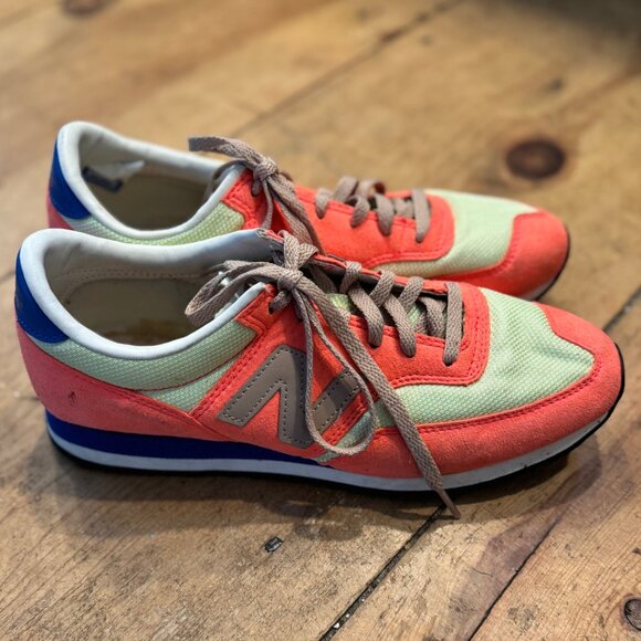 New Balance 620 Retro Sneakers Coral Neon Yellow Sz 8.5 - Picture 1 of 9